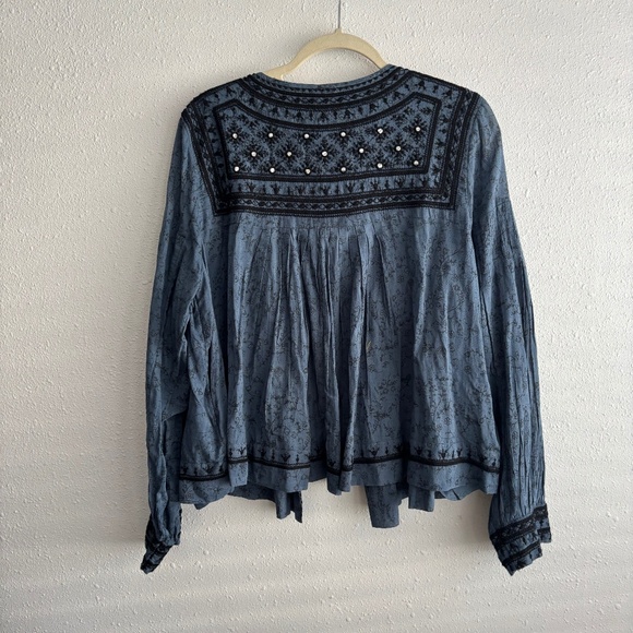 Free People Twilight Folk Jacket Tie Front Topper - Size Medium - Picture 6 of 9